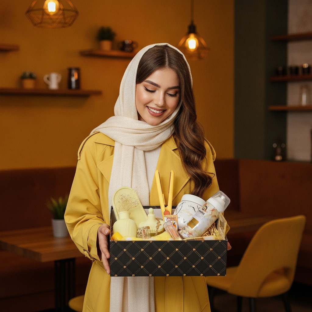 باکس هدیه تولد دخترانه زرد  روز دختر