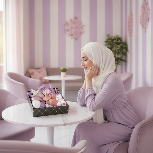 باکس هدیه تولد دخترانه بنفش